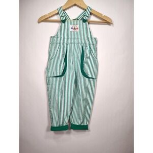 Vintage Buster Brown Coastal Crew Overalls Green White Stripe 3T Made in USA